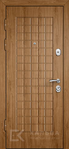 Фото №2 «Железная дверь антрацит шагрень с накладкой МДФ дуб геометрия №9»